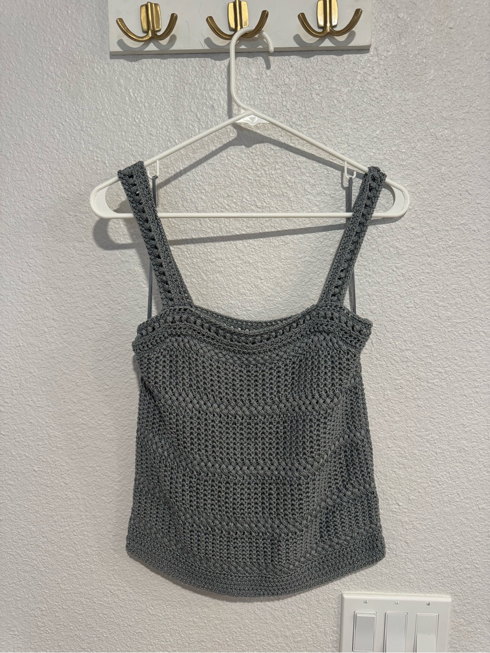 Vince Gray Crochet Knit Tank Top